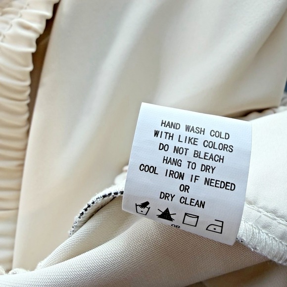 NWT Melloday Wide Leg Ivory With Black Piping Elastic Tie Waist Large - Picture 7 of 8